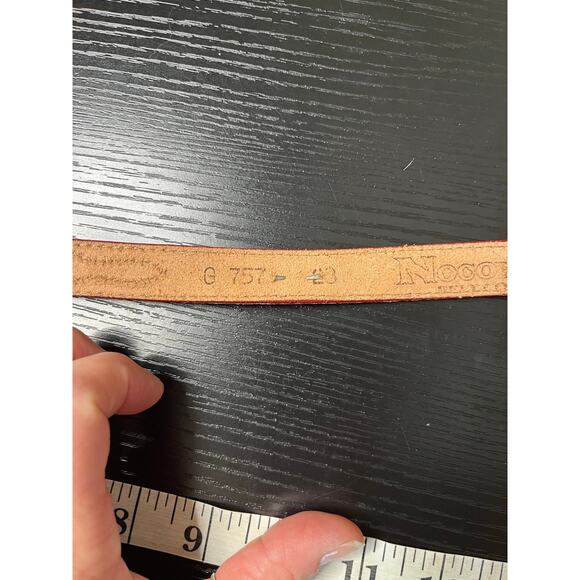 Vintage Nocona Red Leather Thin Belt with Silver Concho Details main image 5